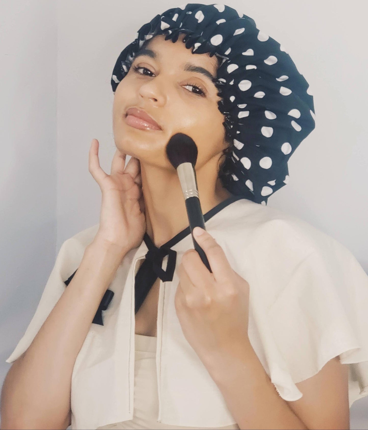 Black and White Polka Dots Shower Cap