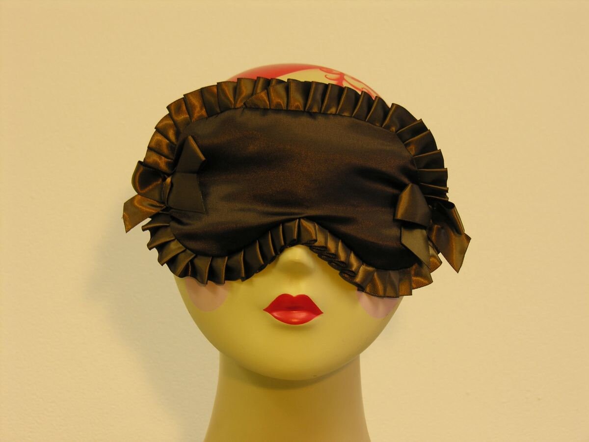 Yummy Chocolate Brown Satin Sleep Mask with Ruffle and Bows