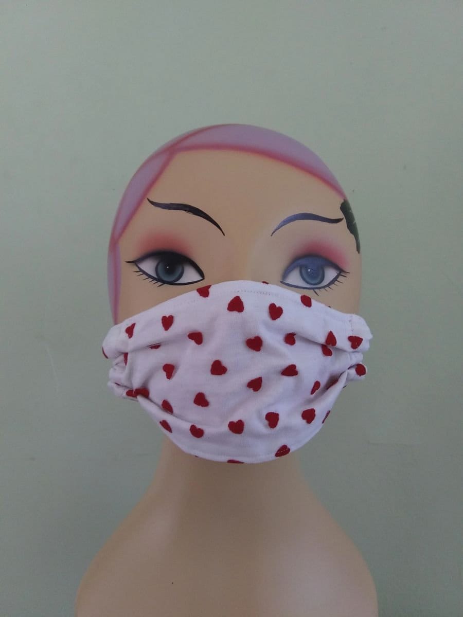 Cute red heart's face mask