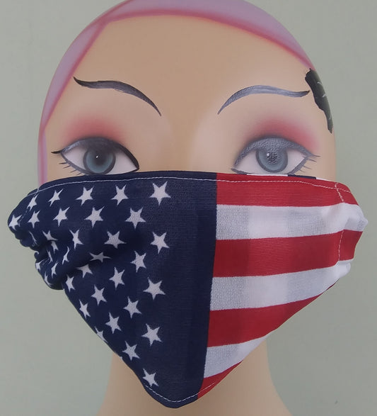 Patriotic Protective face mask in American Flag stylized fabric print