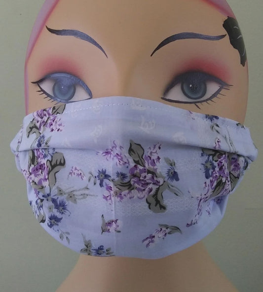 Vintage Style Floral Hanky Face Mask in Blue, Pink or Yellow