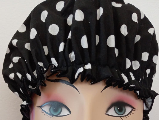 Black and White Polka Dots Shower Cap