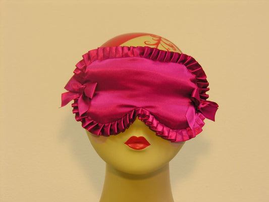 Flirty Hot Pink Satin Sleep Mask with Ruffle and Bows