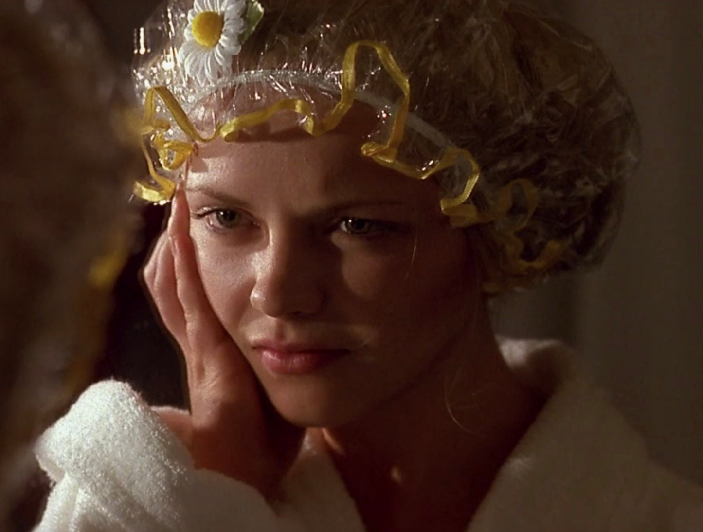 Clear Shower Cap with yellow trim and Daisy