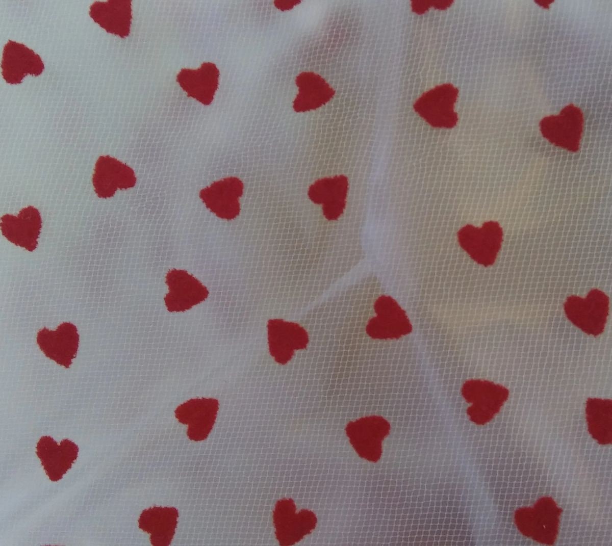 Red Hearts on White Shower Cap with Red Bow