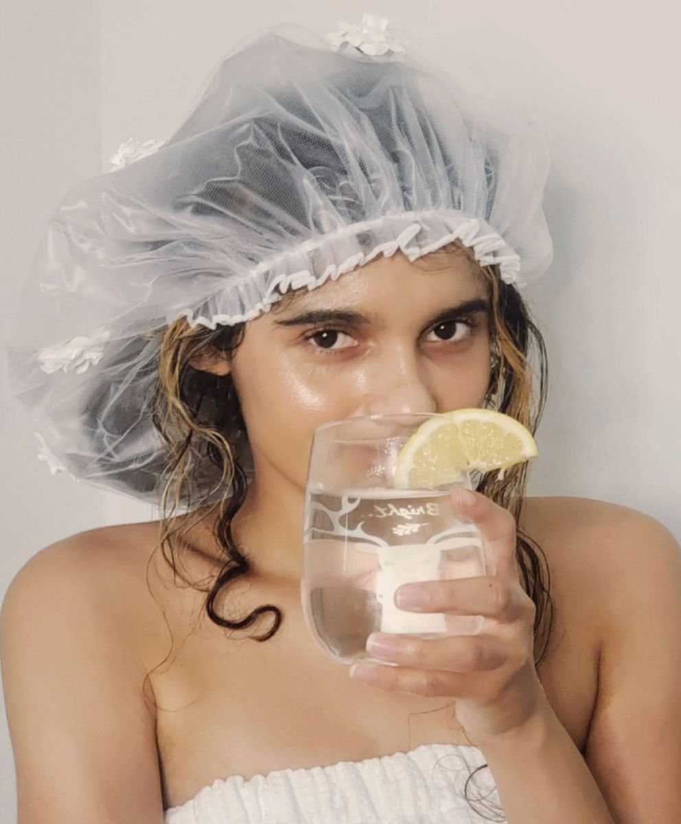 Roses Bouffant Shower Cap in white, cream or pink