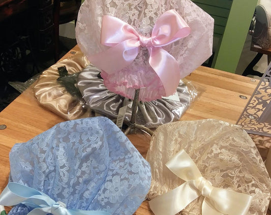 Pink Satin Sleep Mask with Pink Lace Ruffle