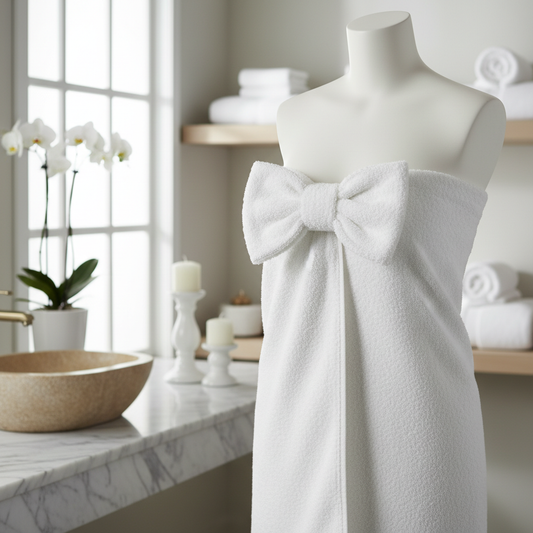 White Terry Cloth Spa Wrap with Bow